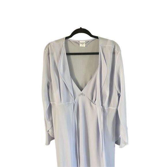 Cabernet Womens White V-Neck Sleeveless Asymmetrical Hem Dress With Robe Size XL - Picture 10 of 16